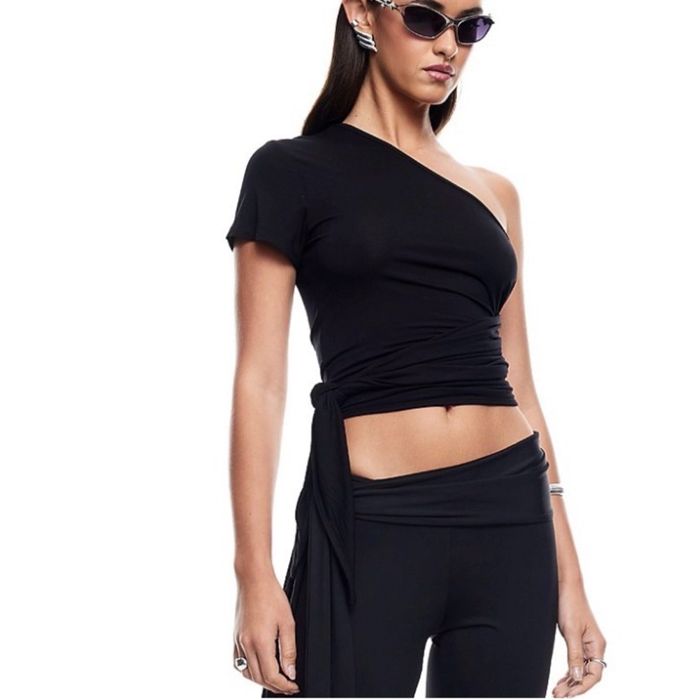 Lioness Black Asymmetrical Crop Top